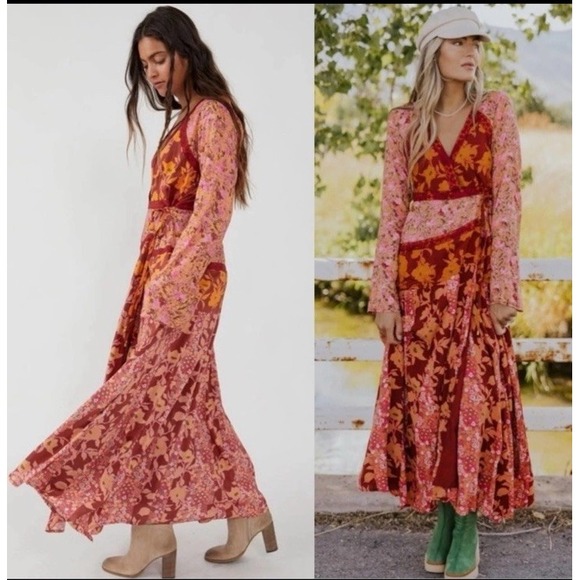 Free People Dresses & Skirts - Free People Bohemian Retro 70s Gypsy Fall Floral Tilda Maxi Dress NEW